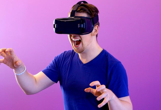 person using vr gadget